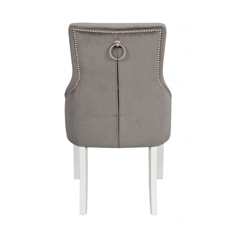 RO Stell Dining Chair Grey Plush/White